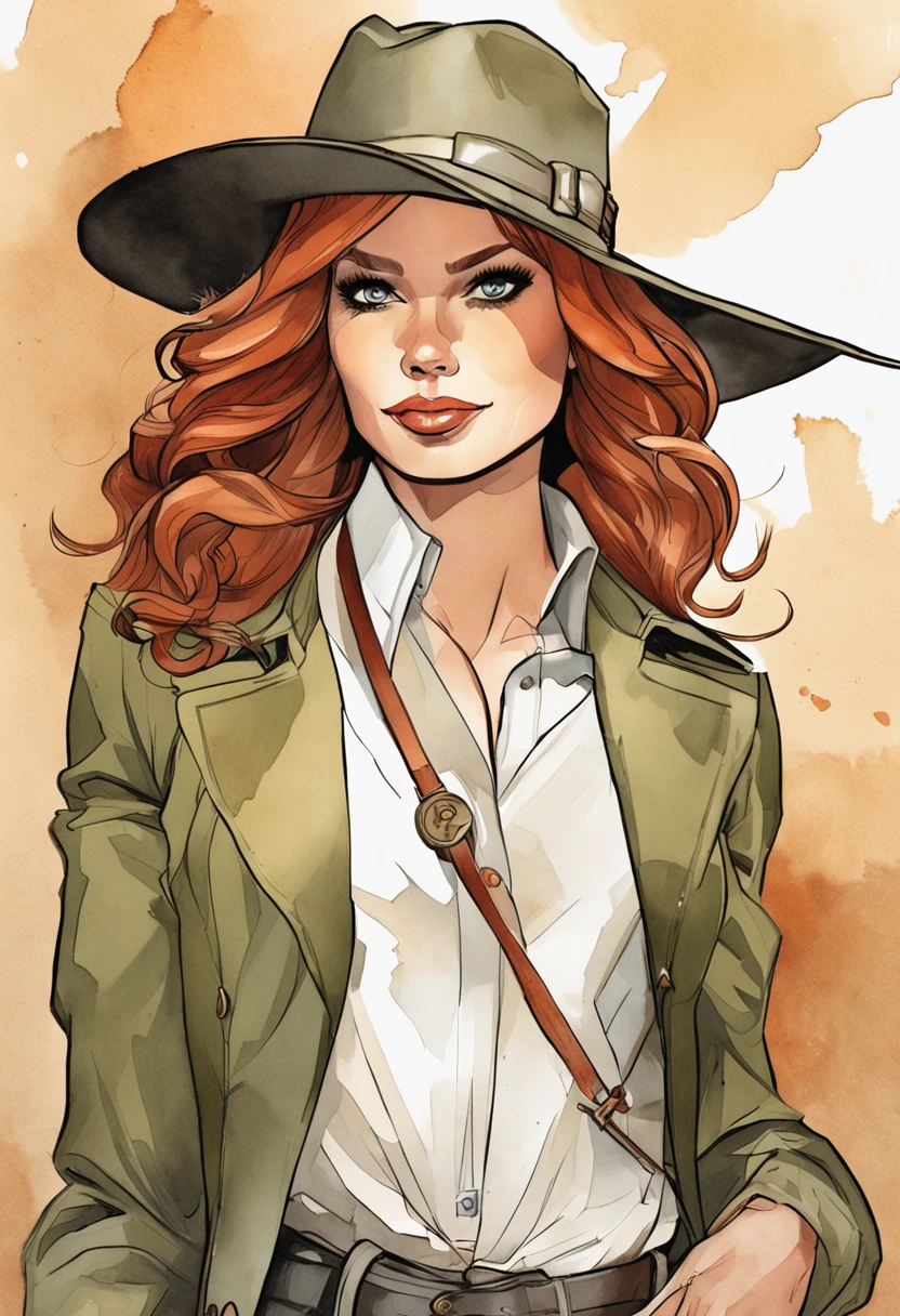 um close up de uma pessoa em um trench coat e jeans, arte oficial do personagem, official character illustration, adam hughes, Closeup da arte do personagem, pesquisadora do sexo feminino, Retrato de corpo inteiro de Jean Grey, arte detalhada do personagem, retrato detalhado do caractere, arte da capa dos quadrinhos de phil noto, Anya, Spy X Family, full-colour illustration, protagonista feminina, Dinah Drake, roupas de detetive