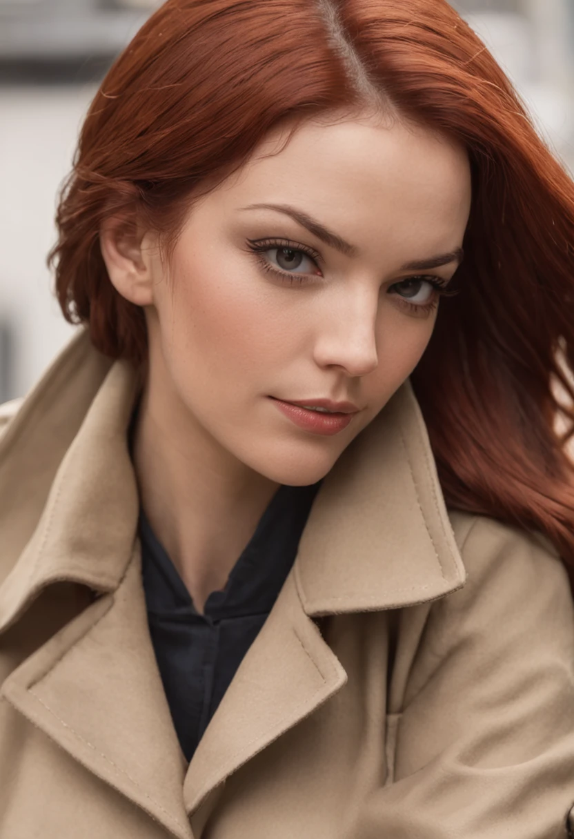 um close up de uma pessoa em um trench coat e jeans, arte oficial do personagem, official character illustration, adam hughes, Closeup da arte do personagem, pesquisadora do sexo feminino, Retrato de corpo inteiro de Jean Grey, arte detalhada do personagem, retrato detalhado do caractere, arte da capa dos quadrinhos de phil noto, Anya, Spy X Family, full-colour illustration, protagonista feminina, Dinah Drake, roupas de detetive