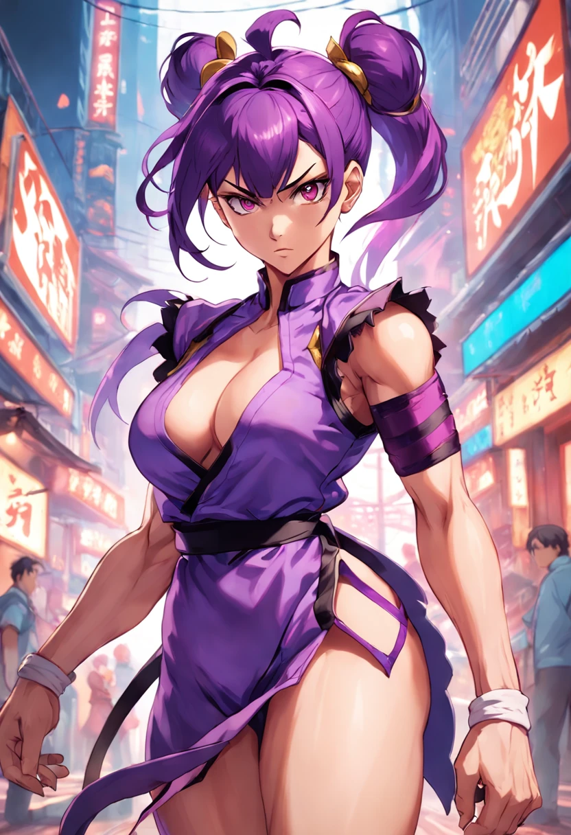 personagem de anime com cabelo roxo e roupa roxa posando para uma foto, Juri Han de Street Fighter, Personagem de King of Fighters, Melhor Anime 4K Wallpaper, personagem de jogo de luta, Gatilho Estilo de Arte de Anime, como personagem em tekken, Estilo Rei dos Lutadores, Somente, Arte HD, pose, Street Fighter 6, Personagem de jogo de luta, Juri han de Street Fighter 6, estilo artgerm