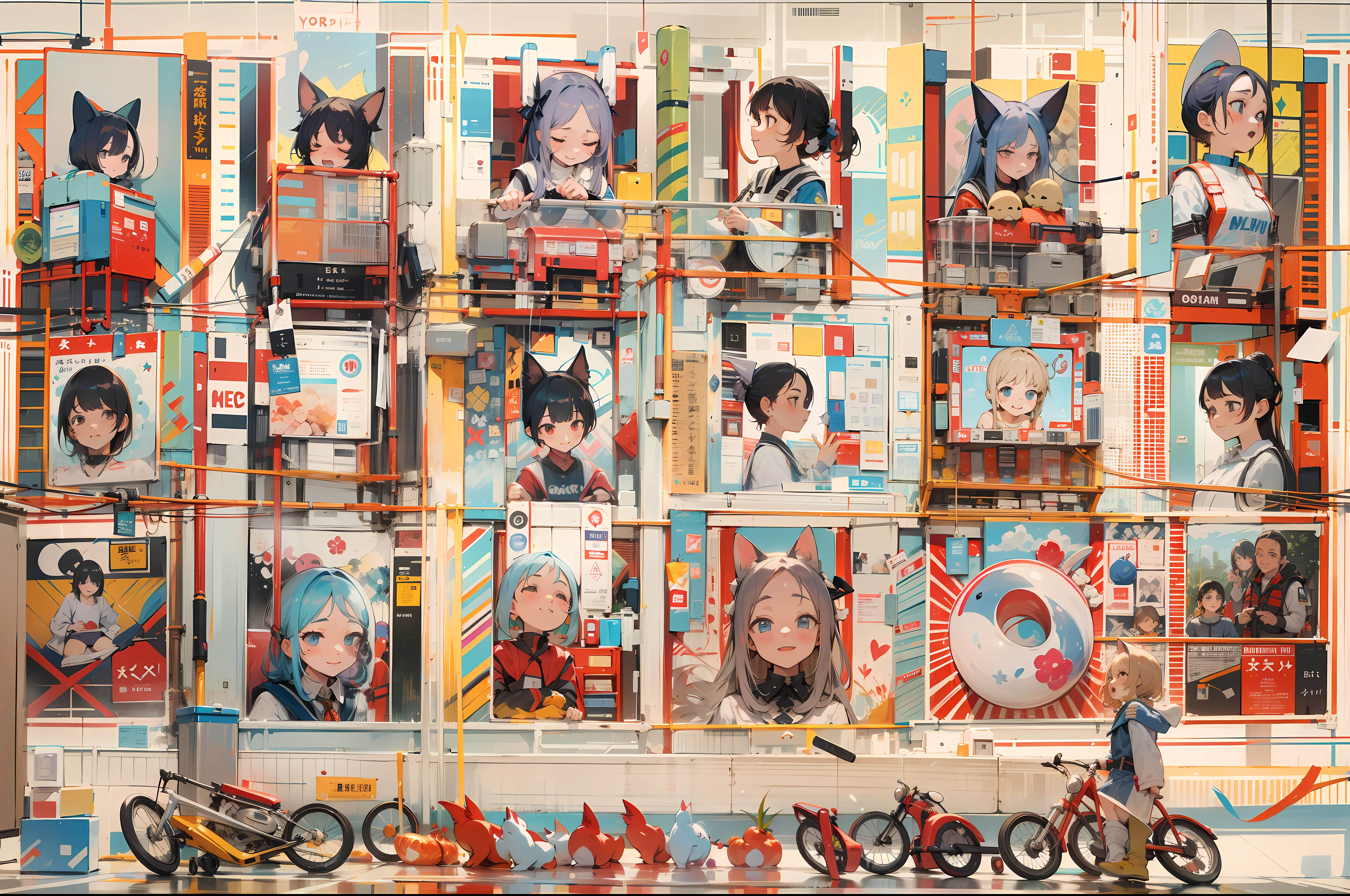 absurdres, highres, (ultra-detailed background, detailed background), white panty , extremly detailed, artist blue sky style, material effects, sidelighting BREAK cute cat BREAK cat BREAK 3girls, child , in the space, BREAK gothic lolita , mournful BREAK underwear, naughty smile BREAK vest , embarrassed BREAK perspective