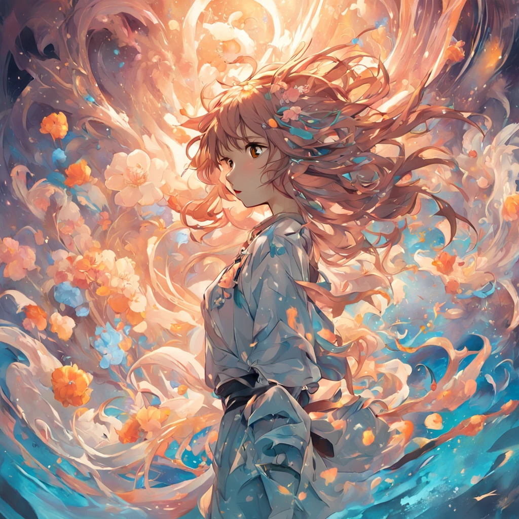 "Create a mesmerizing illustration with intricate details, vibrant colors, and captivating composition. Focus on a single subject, such as a character, animal, or object, and bring it to life with dynamic poses and expressions. Incorporate elements of nature, such as flowing water, swirling clouds, or blooming flowers, to add depth and visual interest. Achieve a balance between realism and fantasy, creating a unique and enchanting atmosphere. Surprise and delight with your artistic skills, showcasing the best quality and fine craftsmanship."