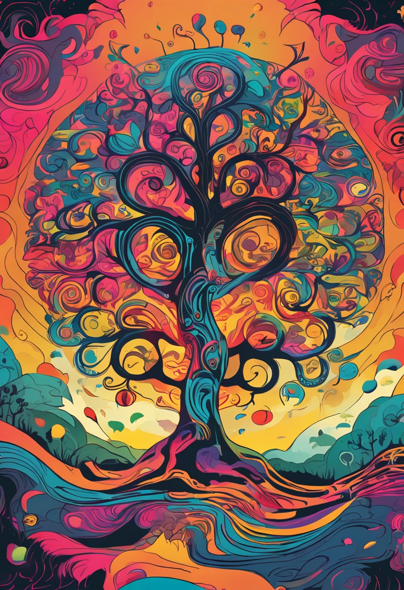the tree of life, the beginning of creation, melting in the parallel universe, psychedelic