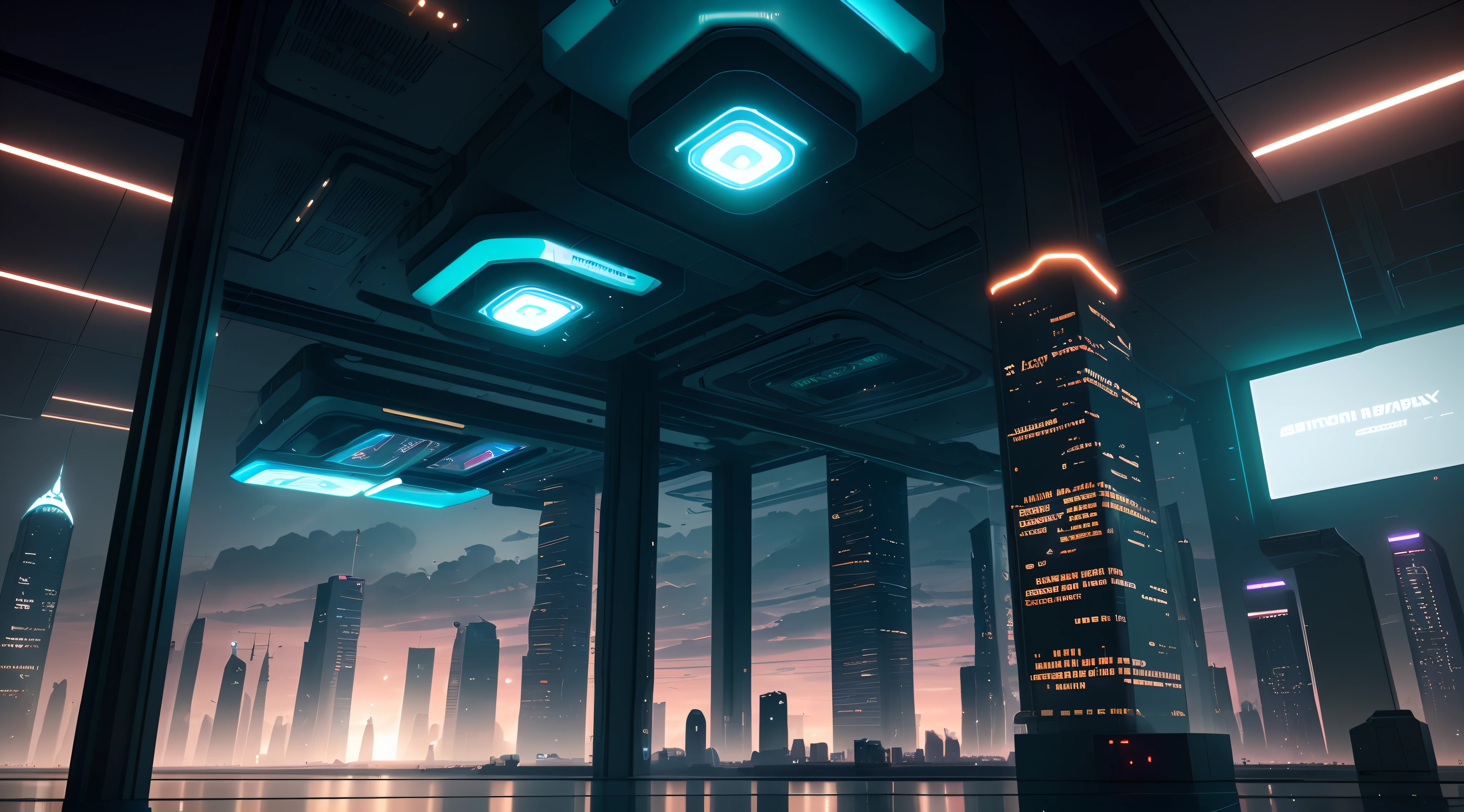 futuristic city with skyscrapers and a futuristic elevator in the middle, arstation and beeple highly, 3 d render beeple, futuristic setting, inspired by Beeple, photo of futuristic cityscape, in style of beeple, futuristic cityscape, futuristic atmosphere, futuristic environment, futuristic cyberpunk scenario, futuristic city scape, futuristic space port, cyberpunk landscape wallpaper