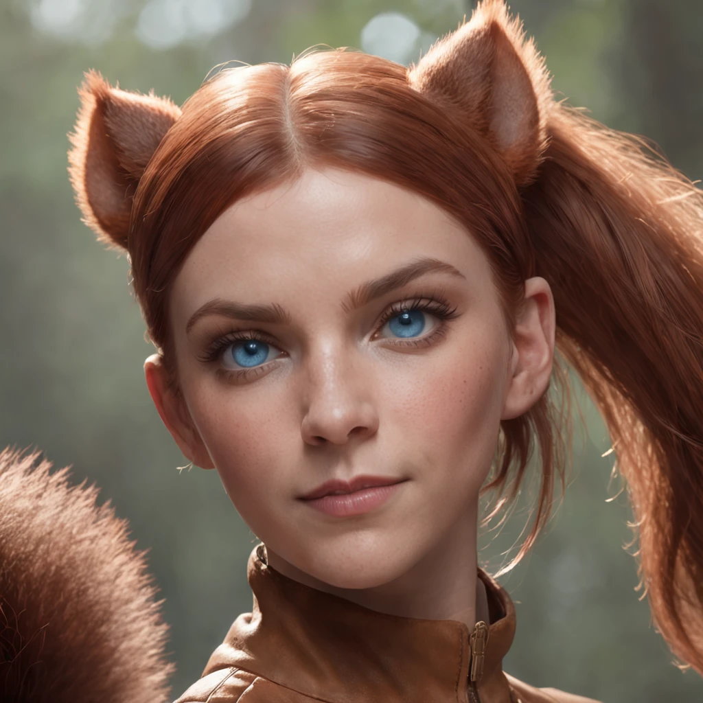 Cinematic Portrait of Squirrel Girl, D&D, blue eyes, face, fantasy, intricate, elegant, highly detailed, digital painting, artstation, concept art, smooth, sharp focus, illustration, art by artgerm and greg rutkowski and peter mohrbacher