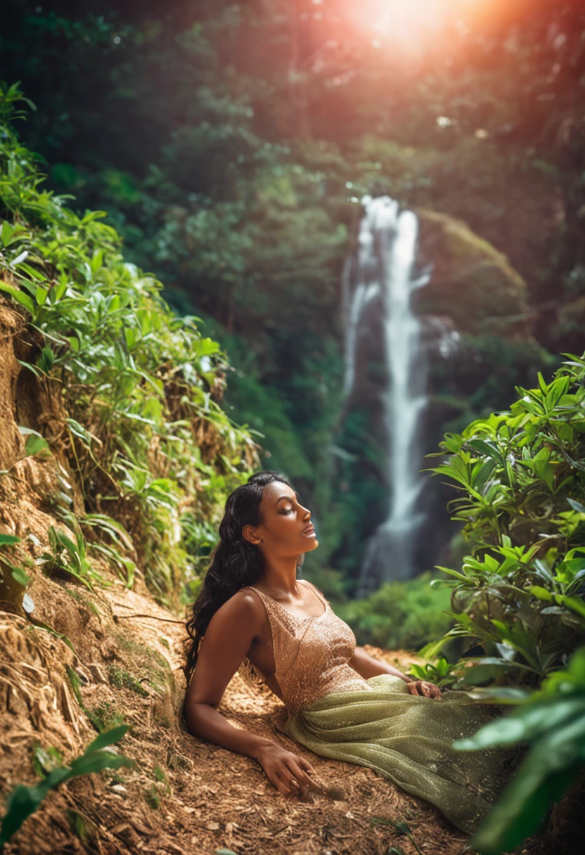 mulher de olhos verde e pele morena ]