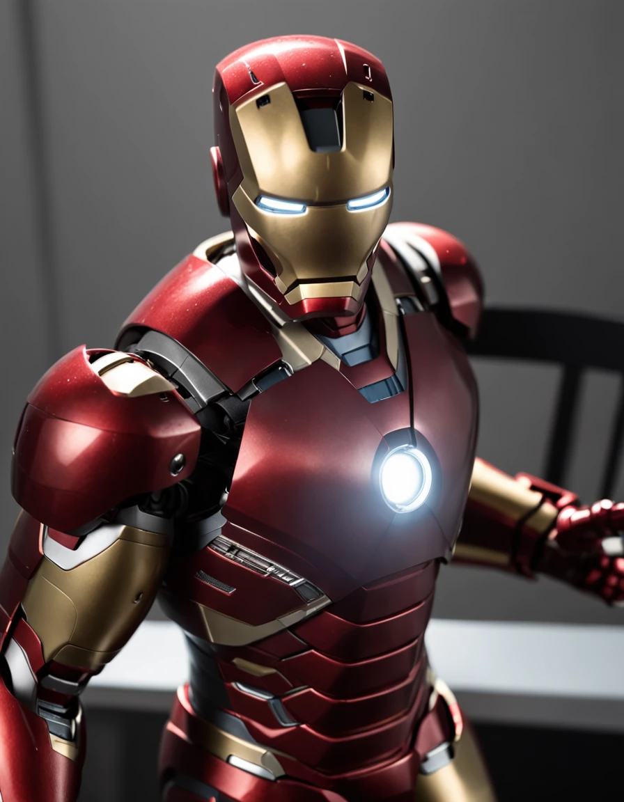 iron man in a dark room