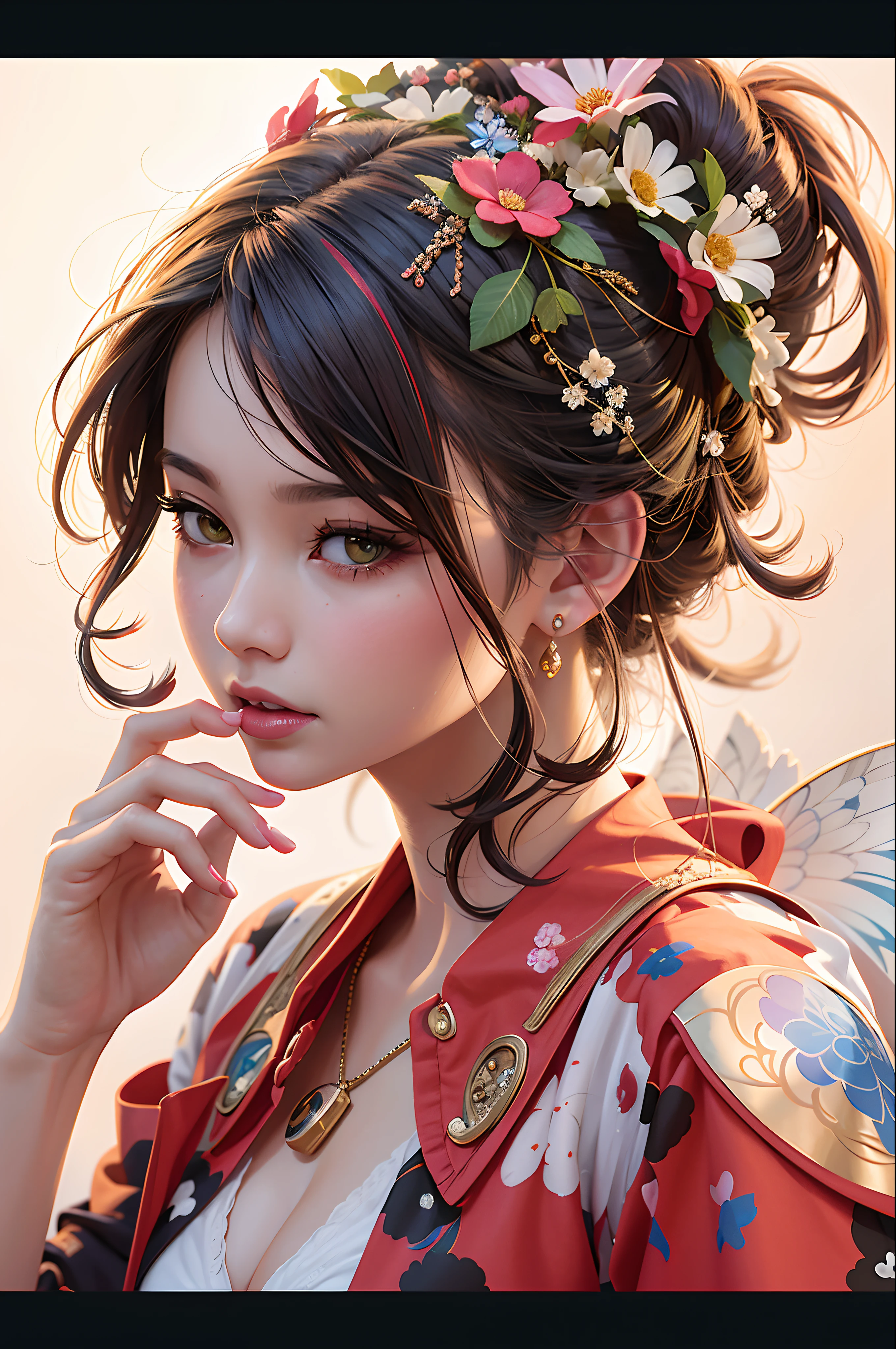 there is a woman with a flower crown on her head, artwork in the style of guweiz, trending on cgstation, beautiful digital artwork, beautiful character painting, ross tran 8 k, stunning anime face portrait, by Russell Dongjun Lu, ig model | artgerm, beautiful anime portrait, guweiz on artstation pixiv, beautiful digital illustration
