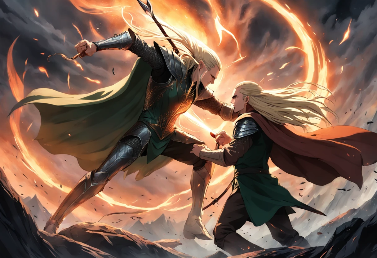 Sauron fighting Legolas The Lord of the Rings