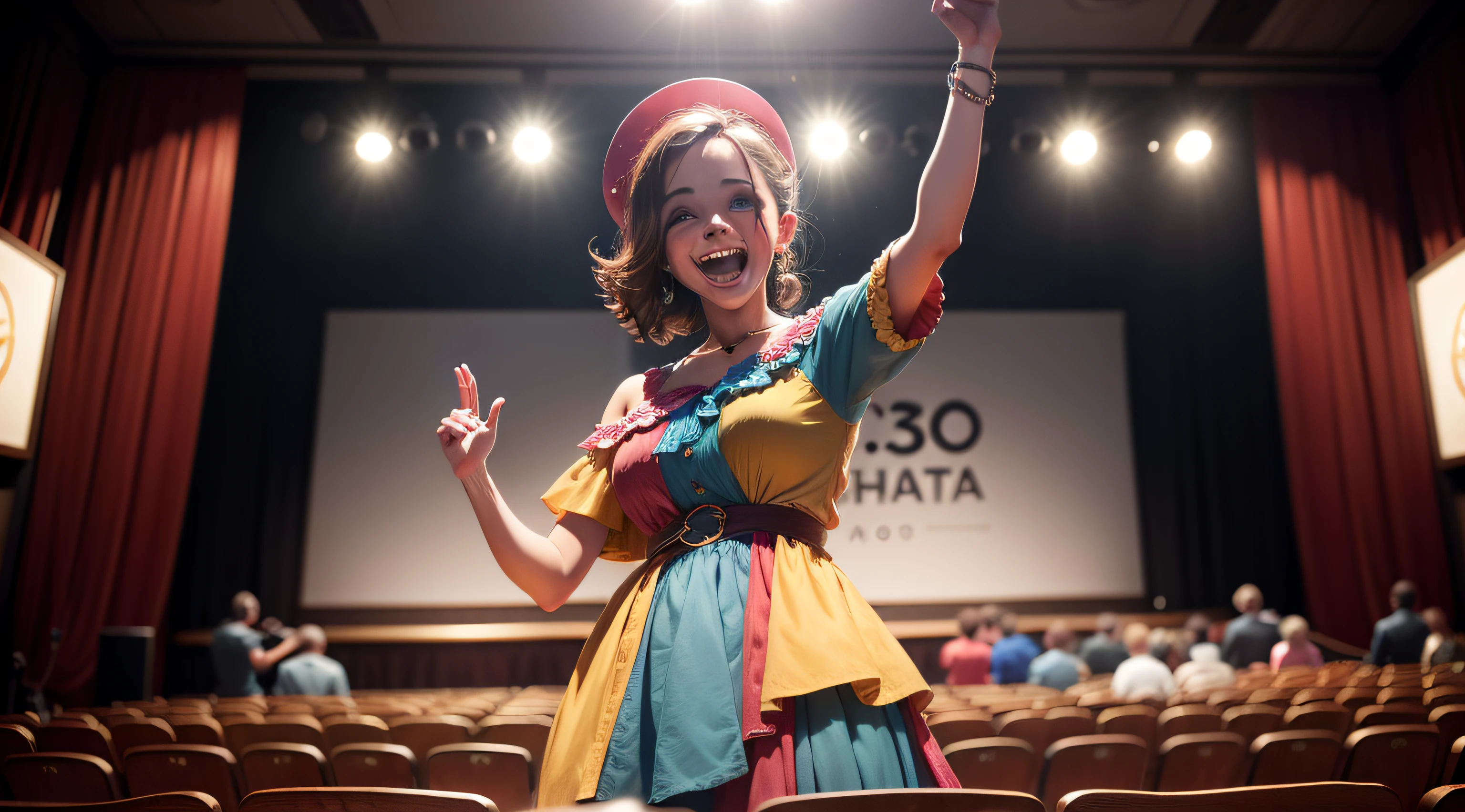 Close-up of cheerful audience claps in theatre, 8k, Hiper realista, alta resolução, alto detalhe