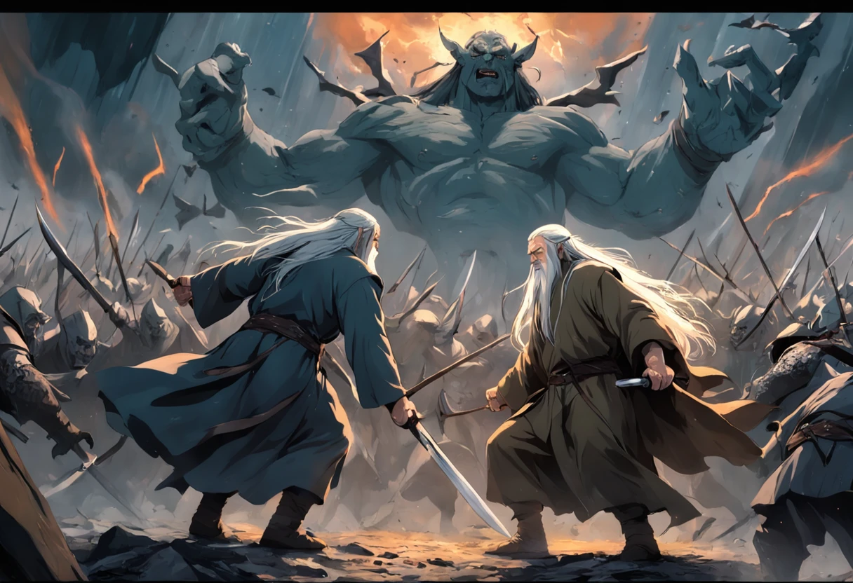 War of the Lord of the Rings The Orcs fighting Legolas and Gandalf