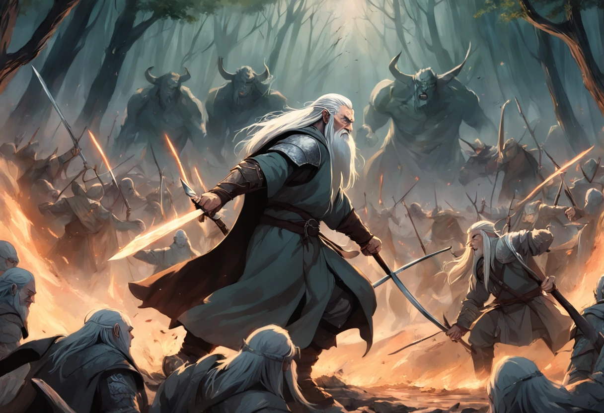 War of the Lord of the Rings The Orcs fighting Legolas and Gandalf