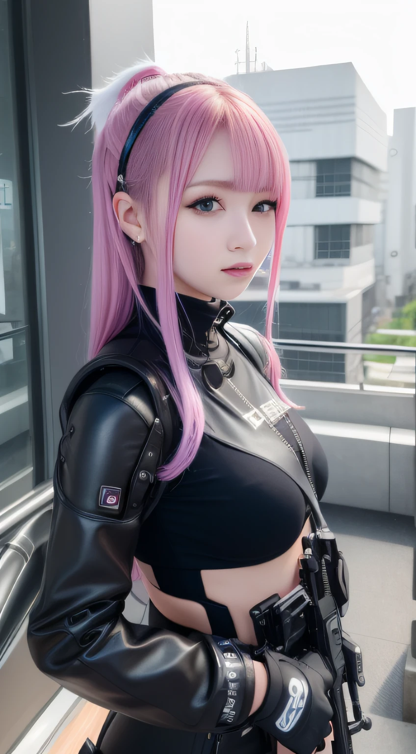hightquality、masterpiece、ultra res、a beauty girl、Beautiful girl face、cute girl face、、cyberpunked、Wearing cyperpunk clothes、full bodyesbian、Famous actresses of Japan、very beautiful face