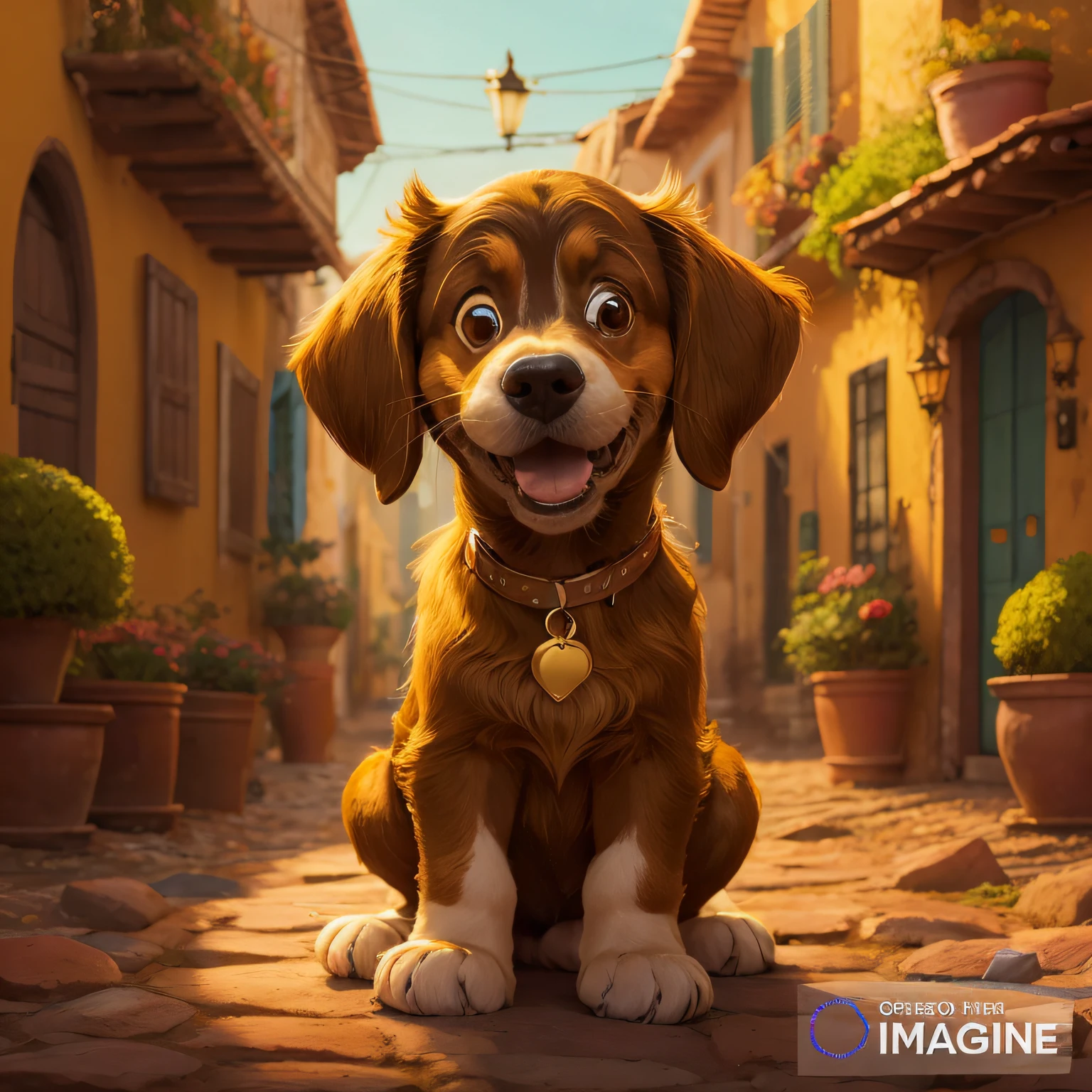 crie uma cena em que o cachorrinha esteja em outra pose