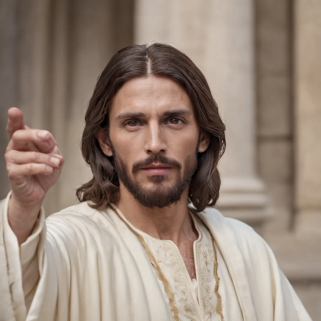 Cinematic Portrait of Jesus Christ, wearing mirrored sunglasses, dramatic background, portrait