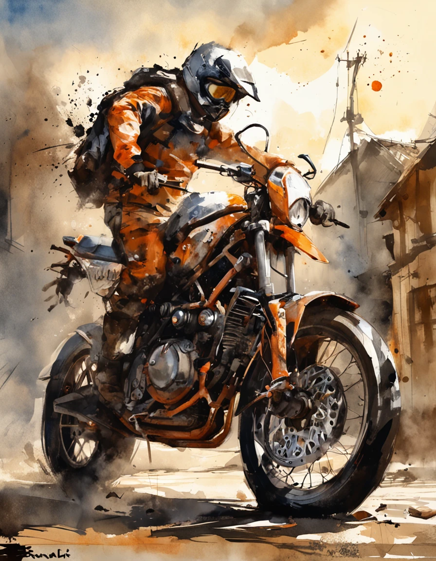 Velho consertando bicicletas，Motor Unreal 5, cinemactic, Low-angle photography, motion blur, proFundidade de campo, dust, Cobblestones and dirt. arte splash, pingando tinta. Perfect color classification. inFluenciado por karel Appel e jeremy mann, Full of dramatic and threatening scenes, hiper-detalhado, Beautiful, detalhes insanos, detalhes intrincados, FotograFia Editorial, FotograFado com uma lente de 50mm, proFundidade de campo, Tilt Blur, Velocidade do obturador 1/1000, F/22. Mapas de luz, super brilhante