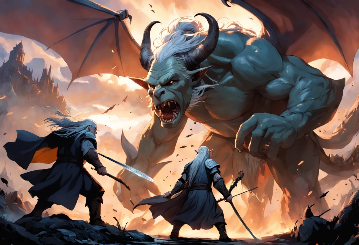 War of the Lord of the Rings The Orcs fighting Legolas and Gandalf, ogros gigantes dragones