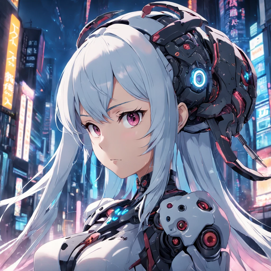 Cinematic Anime Wife with Cybernetic Head