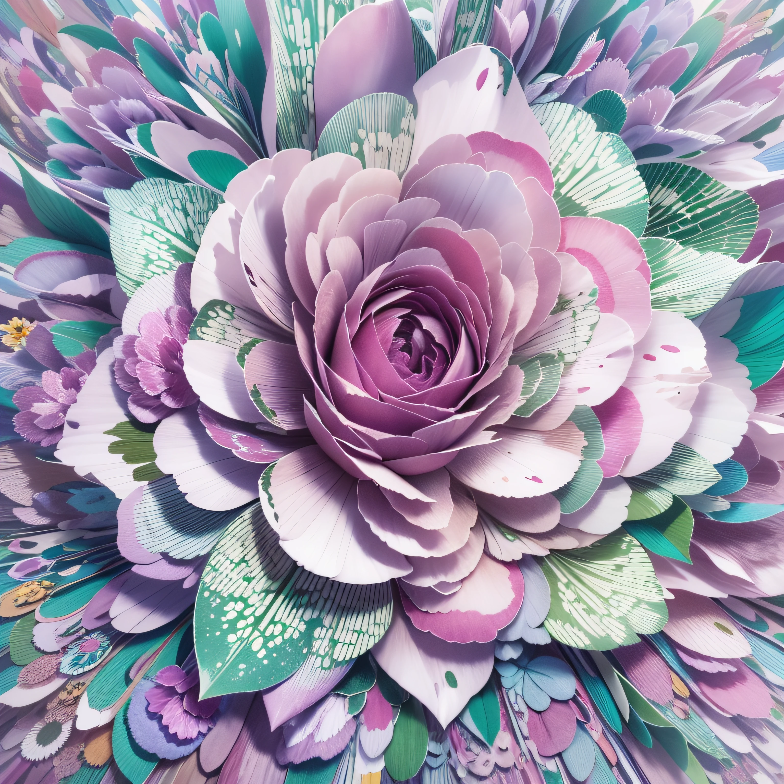 Flor realista, (melhor qualidade, obra-prima: 1.3), design da capa do livro, 1 flor, solo, prateado, fundo abstrato, flor, rosa azul, fantasia, papelCorte