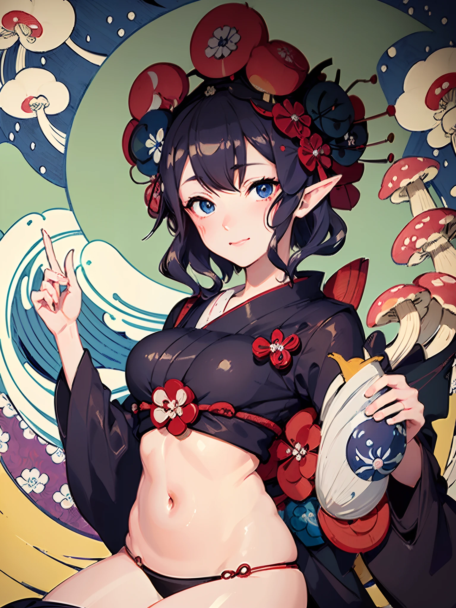 Cute Girl, Sparkling hair, Beautiful eyes, (Perfect Breast:1.2), Pearl skin, Serious,
break
Waist Twist, (Short hair:1.3), (spark of light:1.3),
break
, (stares at the camera:1.3), E, (embarrassed:1.2), , (elf, Blue eyes:1.2), (Lots of accessories:1.3), (punk hair, Eccentric hair:1.2), smile,
BREAK
(ukiyoe painting, Hokusai:1.4), (Mushrooms on the head:1.2),mont. Fuji, (Tsunami:1.2),
