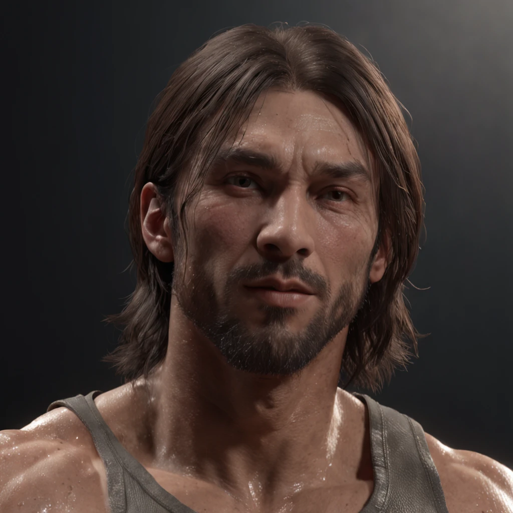 KOBE BRYAN (professional 3d render:1.3) af (Realistic:1.3) most beautiful artwork photo in the world，Features soft and shiny male heroes, ((Epic hero fantasy muscle man rough wet hero angry look long hair short beard and ferocious expression in dynamic pose, Fantastic location, Majestic cluttered environment)), full body 8k unity render, action  shot, skin pore, very dark lighting, heavyshading, Detailed, Detailed face, (vibrant, photograph realistic, Realistic, Dramatic, Dark, Sharp focus, 8K), (Old leather garments damaged by weathering:1.4), ((((Wear fur)))), (Intricate:1.4), decadent, (Highly detailed:1.4), Digital painting, rendering by octane, art  stations, concept-art, smooth, Sharp focus, illustration, Art germ, (loish:0.23), wlop ilya kuvshinov, and greg rutkowski and alphonse mucha gracias, (Global illumination, Studio light, volumettic light), heavy rain, particles floating, lotr, fantasy, elf, full bodyesbian, ((Dark and ancient city background:1.3)),CGSesociety,art  stations KOBE BRYAN THE BASKETBALL PLAYER