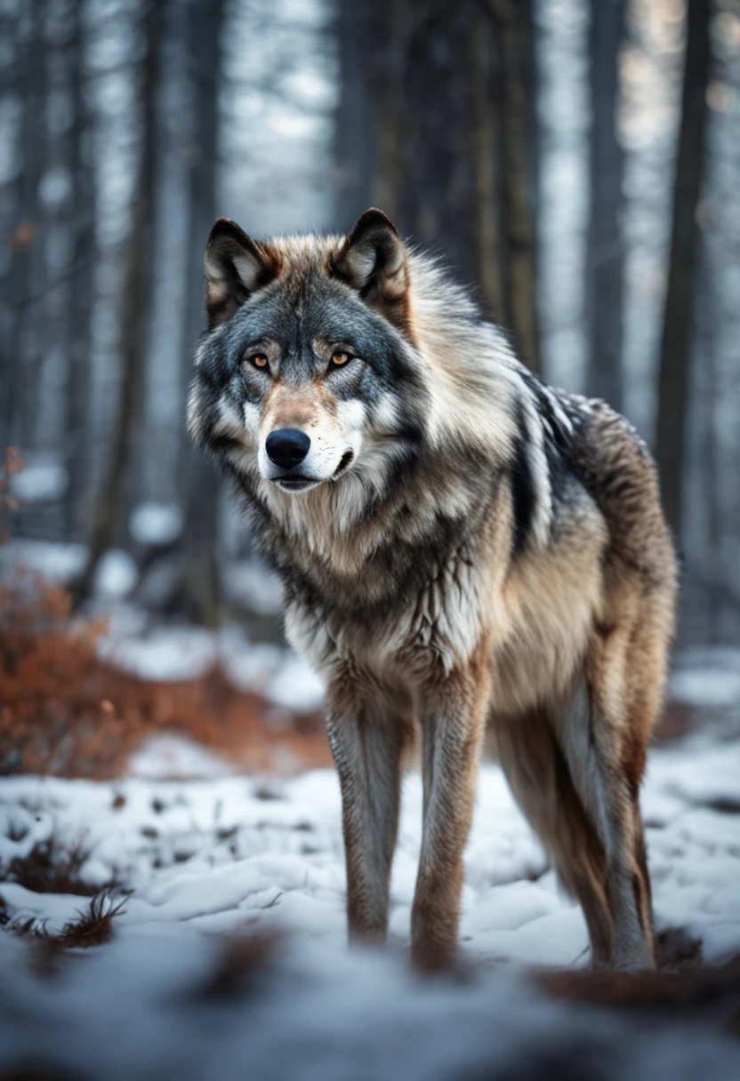 A huge wild gray wolf protecting a beautiful girl
(masterpiece: 1.5) (photorealistic: 1.1) (bokeh) (best quality) (detailed skin texture pores hair: 1.1) (intricate) (8k) (HDR) (wallpaper) (cinematic lighting) (sharp focus )
