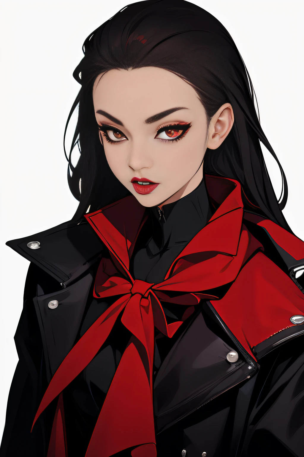 Vampire with red eyes and black coat