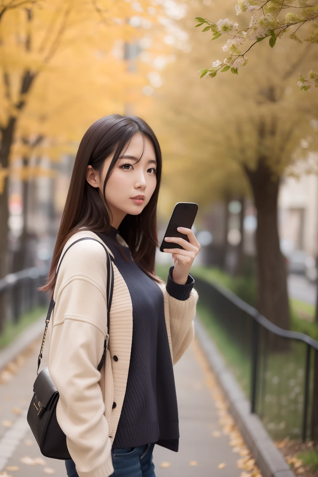 Beautie、encounter、Her、Lovers、Smartphone、a park