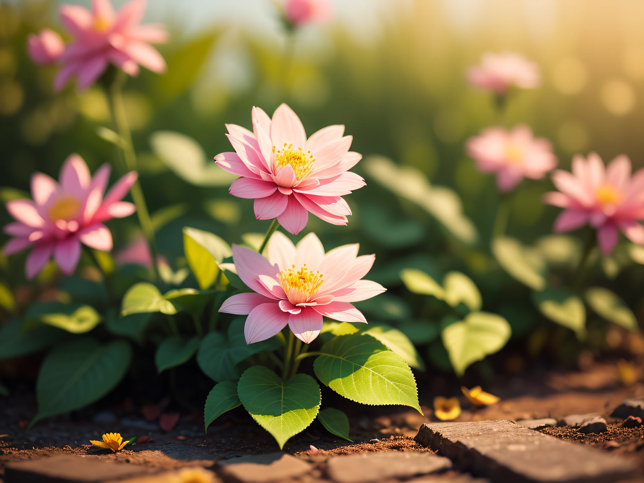 Close-up of a flower，Background bokeh，depth of fields，Halo，autumnal,trpical garden,florals,flower  field,ue6,pink there,A plant,Sunnyday,Bokeh,bblurry,Up