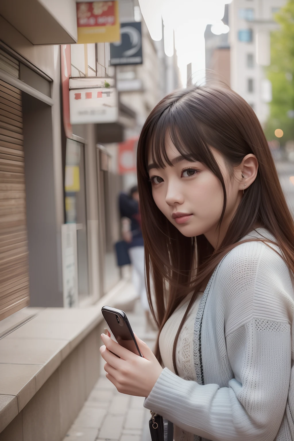 Beautie、encounter、Her、Lovers、Smartphone、a park