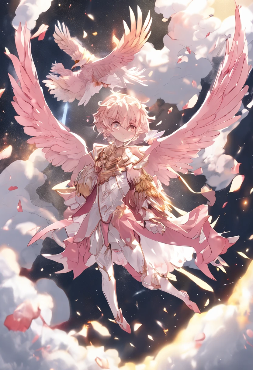 (masterpiece, best quality),Soar among the stars,Air,flight,Fly in the air,Floating ice cubes,Golden feathered wings,Pink briefs,Male children,nakeness,Kid's face,Flat chin,infancy,(Kid's face),Pink belly hair,Pink chest hair,Pink pubic hair,Flat chin,Fine face in detail,White men's briefs,musculous,pink short hair,Bright Hair,White eyes,Keep your eyes wide open,nakeness,White briefs,White briefs,Pectoralis abdominal muscles,Strong and well-developed muscles,spread their legs,legs are open,bright,Bright and vivid colors,(depth of fields:1.2),Positive audience,looking at viewert,the night