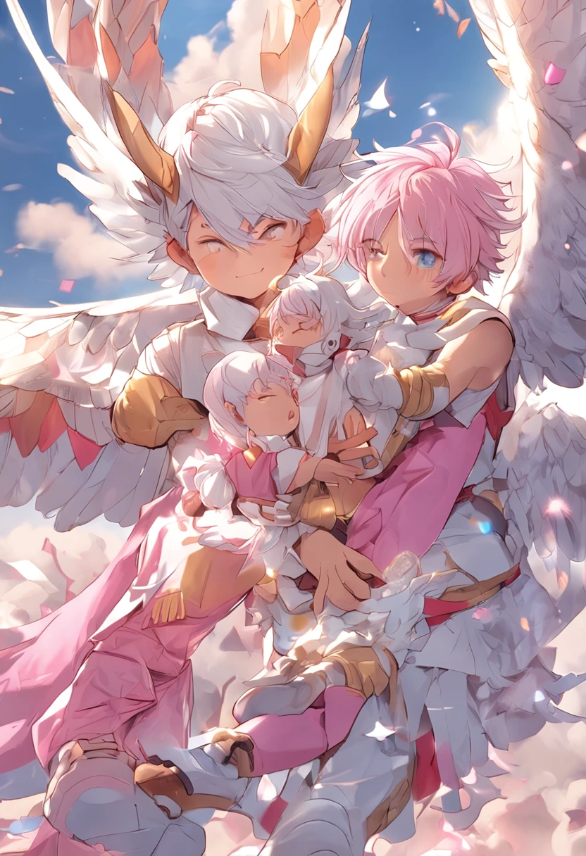 (masterpiece, best quality),Soar among the stars,Air,flight,Fly in the air,Floating ice cubes,Golden feathered wings,Pink briefs,Male ,nakeness,Kid's face,Flat chin,infancy,(Kid's face),Pink belly hair,Pink chest hair,Pink pubic hair,Flat chin,Fine face in detail,White men's briefs,musculous,pink short hair,Bright Hair,White eyes,Keep your eyes wide open,nakeness,White briefs,White briefs,Pectoralis abdominal muscles,Strong and well-developed muscles,spread their legs,legs are open,bright,Bright and vivid colors,(depth of fields:1.2),Positive audience,looking at viewert,the night