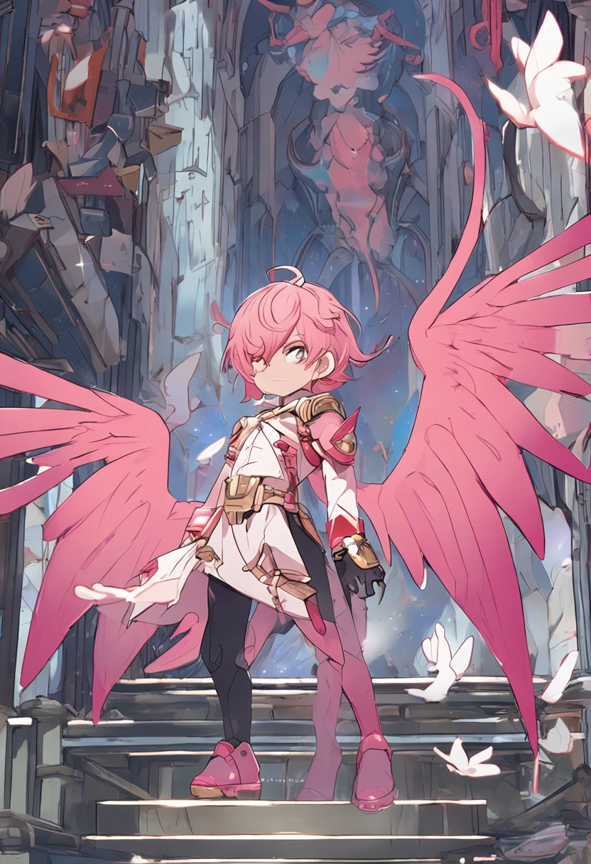 (masterpiece, best quality),Soar among the stars，Air，flight，Fly in the air，Floating ice cubes，Golden feathered wings，Pink briefs，Male children,nakeness,???'s face，Flat chin，infancy,(???'s face),Pink belly hair,Pink chest hair,Pink pubic hair,Flat chin,Fine face in detail,White men's briefs,musculous,pink short hair,Bright Hair,White eyes,Keep your eyes wide open,nakeness,White briefs,White briefs,Pectoralis abdominal muscles,Strong and well-developed muscles,spread their legs，legs are open，bright,Bright and vivid colors,(depth of fields:1.2),Positive audience,looking at viewert,the night