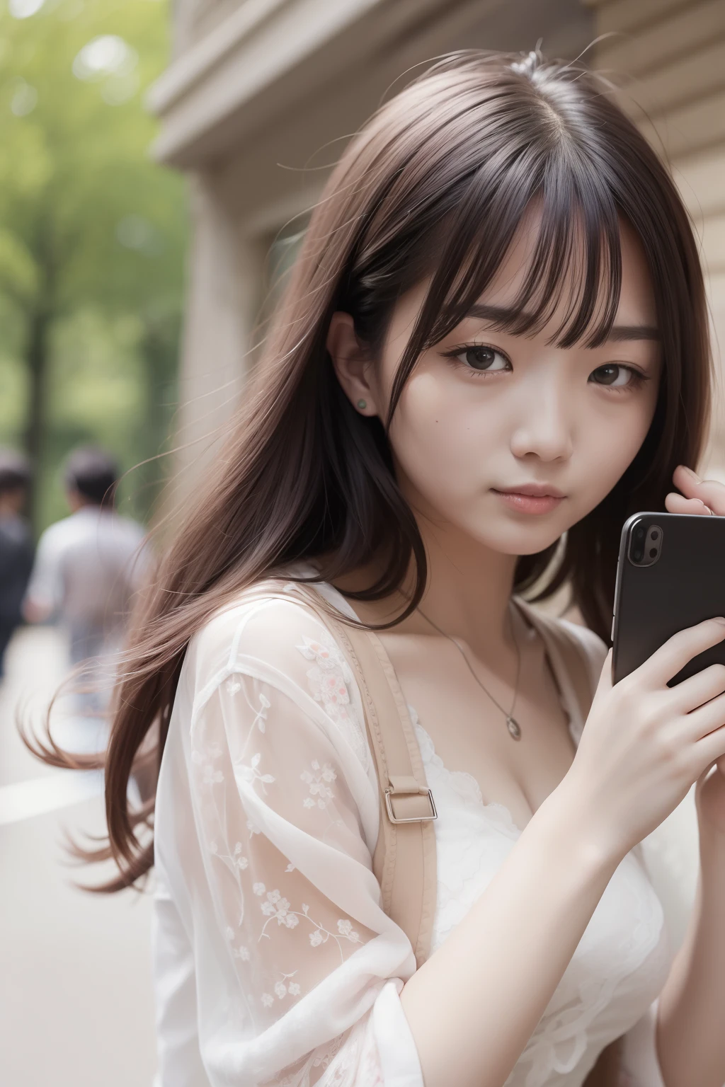 Beautie、encounter、Her、Lovers、Smartphone、a park