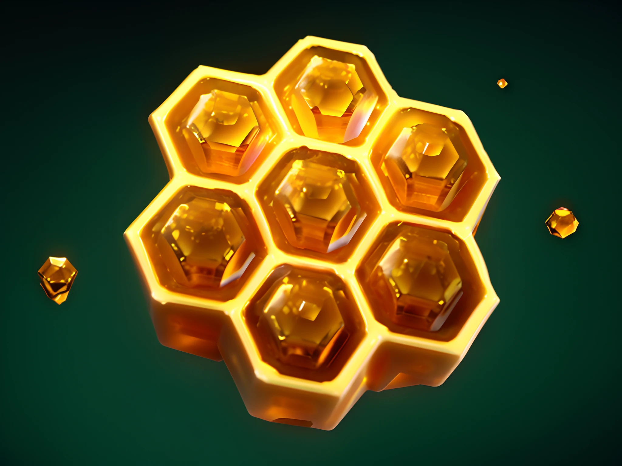 Golden royal jelly, honeycomb, honeycomb halls, Ul, honeycomb structure, mechanically enhanced honeycomb, Space Hive, nano hex armor hull, made of honey, hexagons, hexglow, hexagons, hextech, Alien hive, honey, game icon asset, cellshading, hexagonal, Fantasy beekeeper