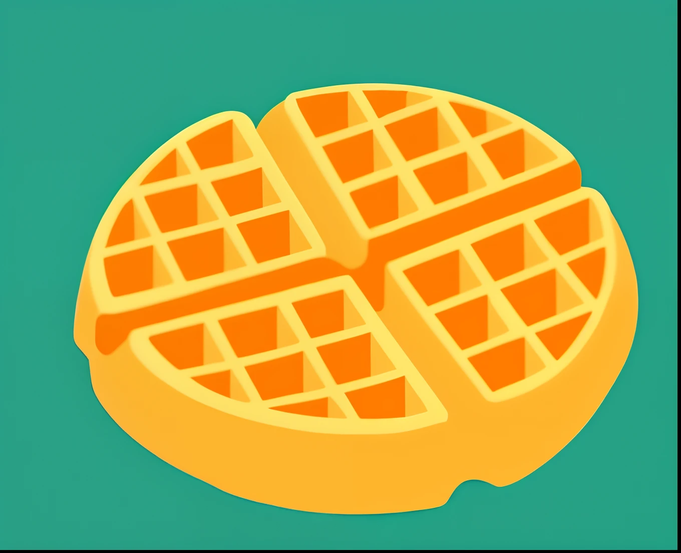 um close up de um waffle em um prato com um fundo verde, Wafflehouse, plano, Stroopwaffel, 🥥 🍕 Hibrido, flat icon, sem gradientes, waffle desconstruído, fan favorite, Directed by: Winona Nelson, gorduroso, Chinese, flat illustration, cell-shading, cell - shading, (queijo), foto de perfil, vidrado