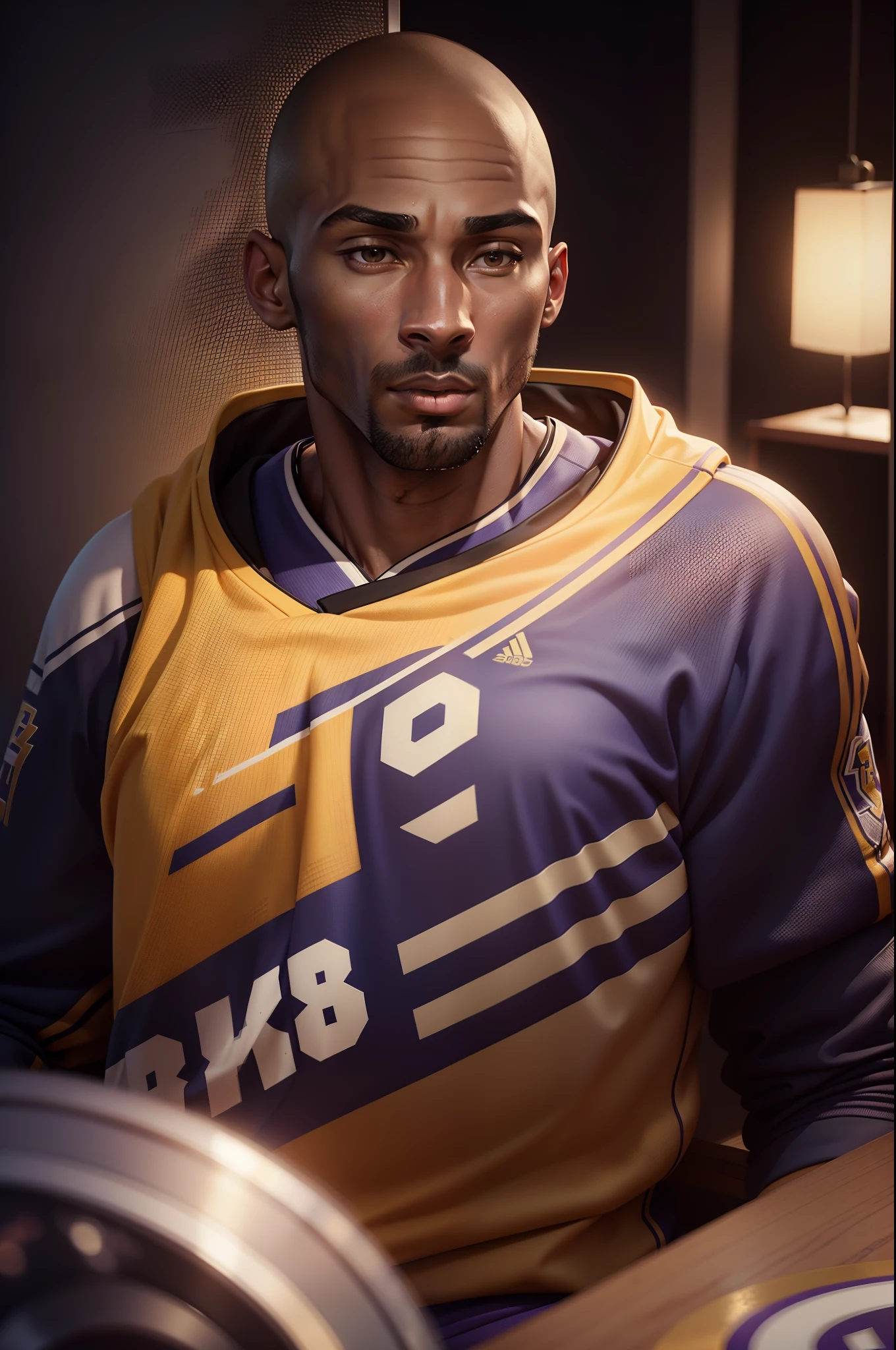 kobe Bryant in a realistic style, kobe Bryant face, 8k, nice cinematic light, 8k,(professional 3d render:1.3) af (Realistic:1.3) most beautiful artwork photo in the world, , Detailed, Detailed face, (vibrant, photograph realistic