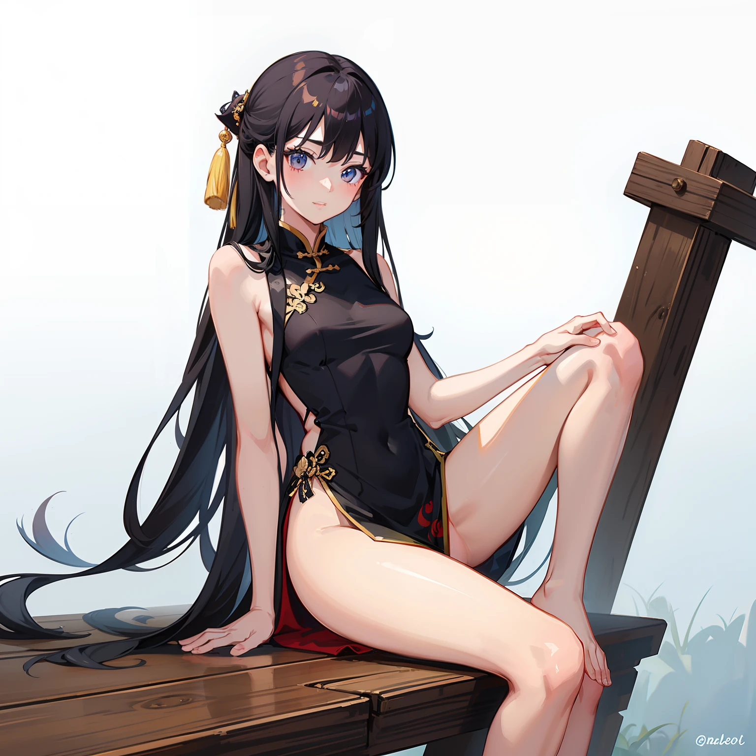 1girll,Dresses,a Chinese-style dress, Naked girl art,naked art