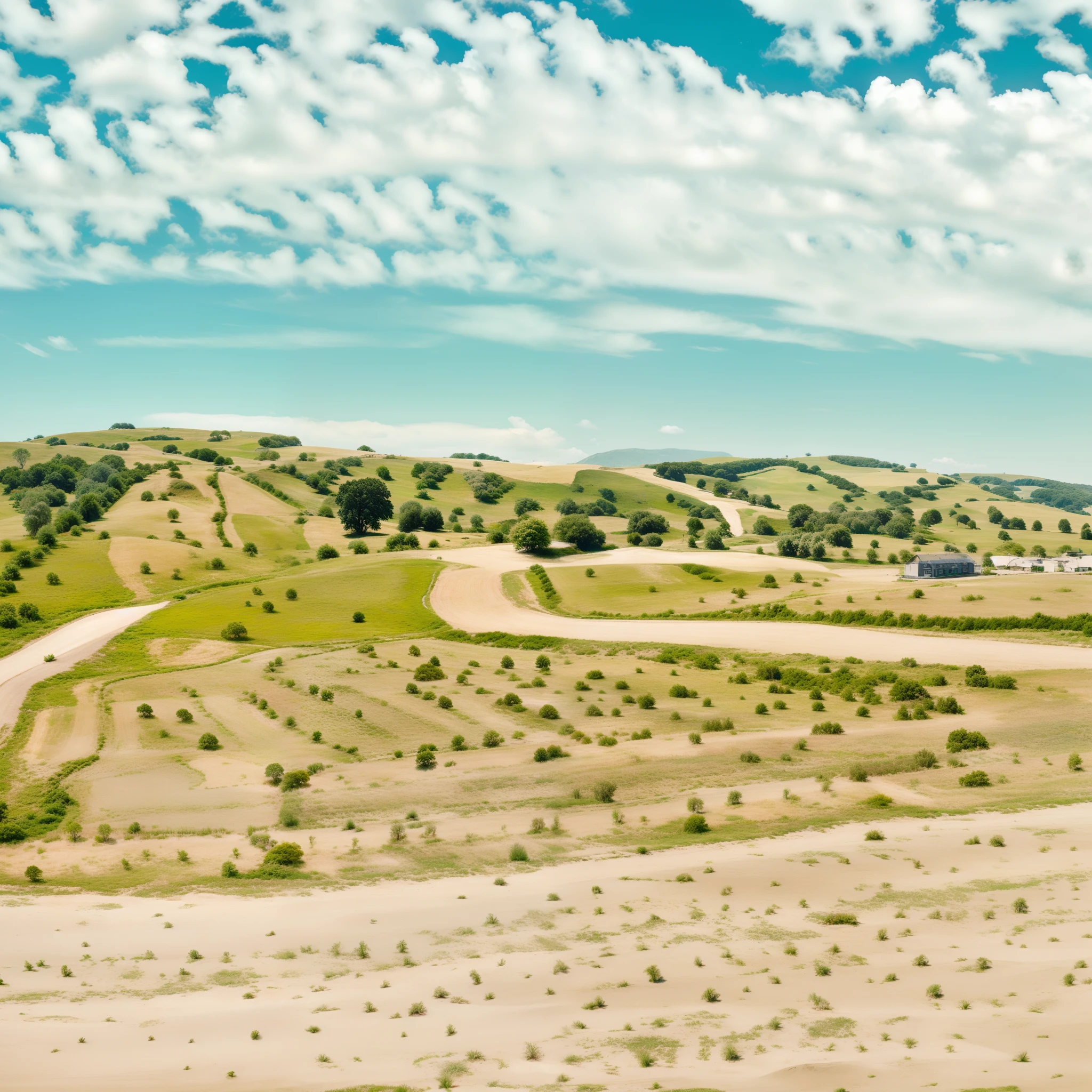 green grass, without houses, without buildings, without constructions, without people