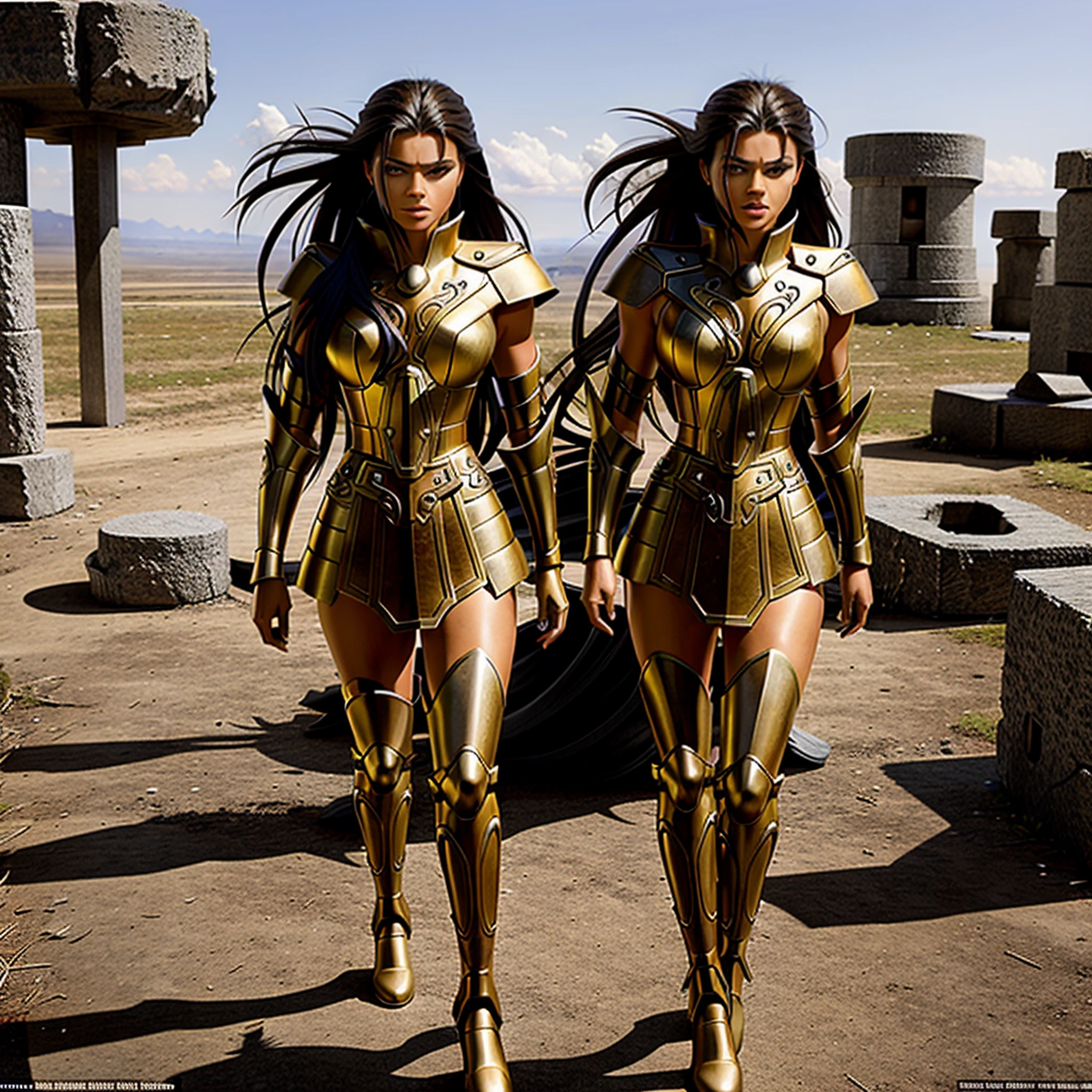GeminiArmor, masterpiece, best quality, focus, Adriana Lima is wearing medieval armor and standing confidently in the midst of a battlefield. She looks strong, powerful and fearless, with a determined expression on her face. The armor glints in the sunlight, highlighting her toned and muscular physique. She is surrounded by the chaos and destruction of battle, with fallen soldiers and debris litter the ground around her. Despite the violence and turmoil, Adriana Lima exudes a sense of calm and control, as if she is the master of her surroundings. The overall effect is majestic, awe-inspiring and powerful, with Adriana Lima appearing as a warrior queen, commanding the scene floating mountain