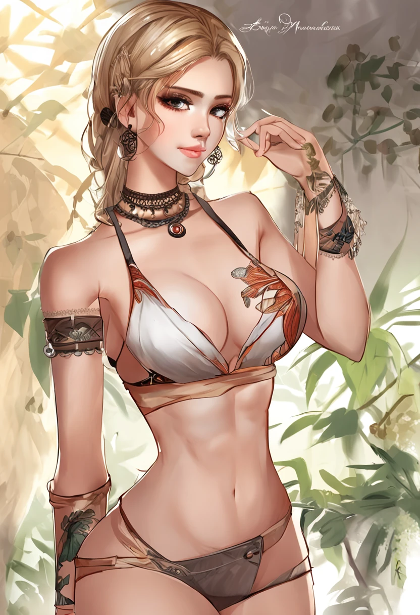 （Override the offending section，No violations:1.9999），(Casual hairstyle, No leakage of big breasts:1.2)，（nakeness:1.8888），（NSFW:1.3），A man who is more beautiful than a woman，（Men with sexy traits:1.7），（Visible breasts can be seen through clothing:1.6），Striking navel，The body is mostly naked，light in face， Radiant brown skin，Naturally perfect hands，Feminine and sexy pose，Moist body，Plump elastic buttocks，smug expression, looking at viewert， see - through, see through, Slave chains，Slave collars，Tattoo of a pink peach heart on the belly，Tattoo all,Tattoos on the chest，heartthrob、heavy  makeups，author：Antonio J. Manzanedo, author：Lee Jeffries Nikon， D850 Series， film stock photograph， Port Kodak 400 camera，F1.6 Photos， rich colours ，hyper realistic texture， dramatic  lighting， Unreal Engine trends， art  stations，Live action stills 800, fisheyelens, Photos of the most beautiful works of art in the world，Best Rated on pixiv，Full body like，soft sun light，Best quality details，realisticlying，8K  UHD，ultra - detailed，High-quality texture，complexdetails，Detailed textures，finedetail，high detal，extremaly detailed cg，High quality shadows，Detailed Beautiful and delicate face，Detailed Beautiful and delicate eyes，depth of fields，Ray traching，
