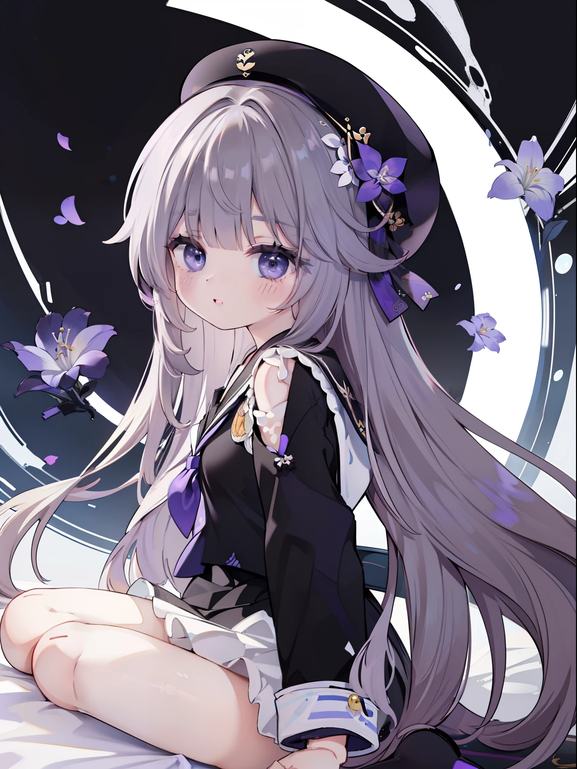 extremely detailed CG unified 8k wallpaper, very fine 8KCG wallpaper, absurderes，Lori ，Best Quality ，ultra-detailliert ，Beautiful face  ，​masterpiece、top-quality，Lori ，Best Quality ，ultra-detailliert ，Beautiful face、outside of house、(((Black and purple sailor suit)))