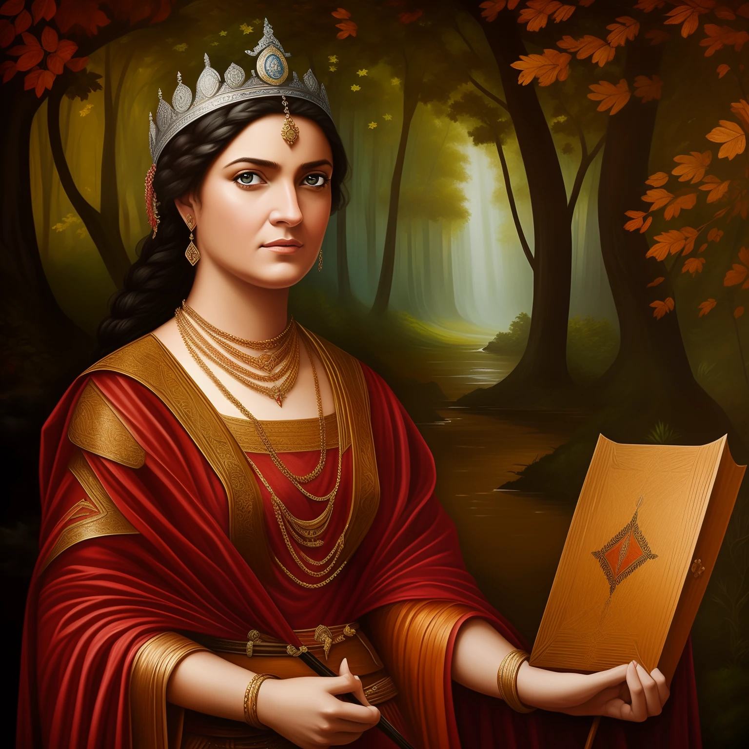 Uma rainha proclamando um cavaleiro, in the style of oil painting