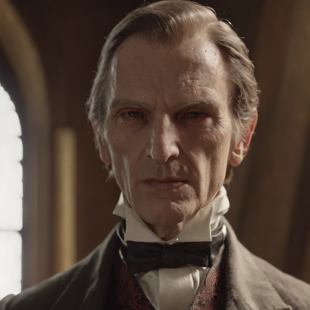 Cinematic Portrait of a Vampire by Thomas Eakins, Vampire by Vincent Di Fate Nausicaa, Alphonse Mucha, Botticelli, Rembrandt - Scenery, Trending on Artstation, Blender, Artstation Artists --no blur, distortion, distortion, soft lighting, cinematic, photorealistic, 8k