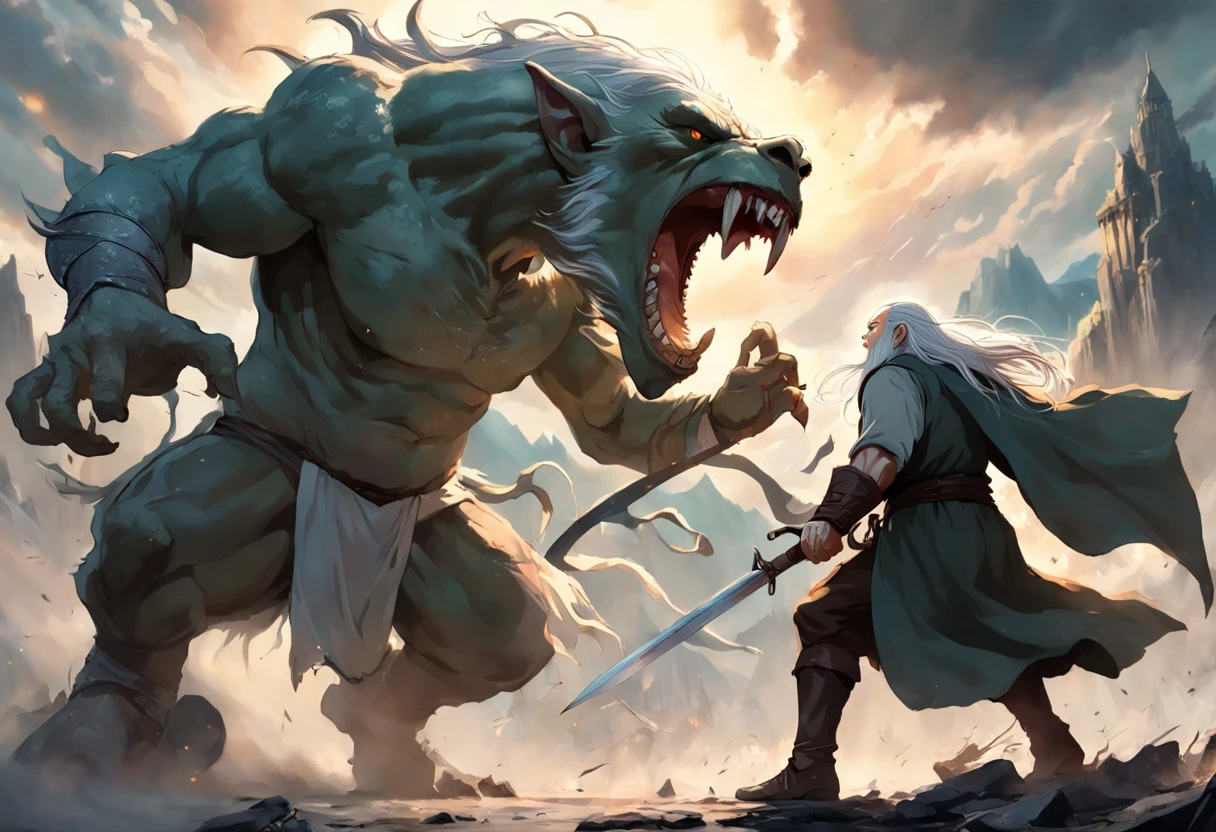 War of the Lord of the Rings The Orcs fighting Legolas and Gandalf, ogros gigantes dragones