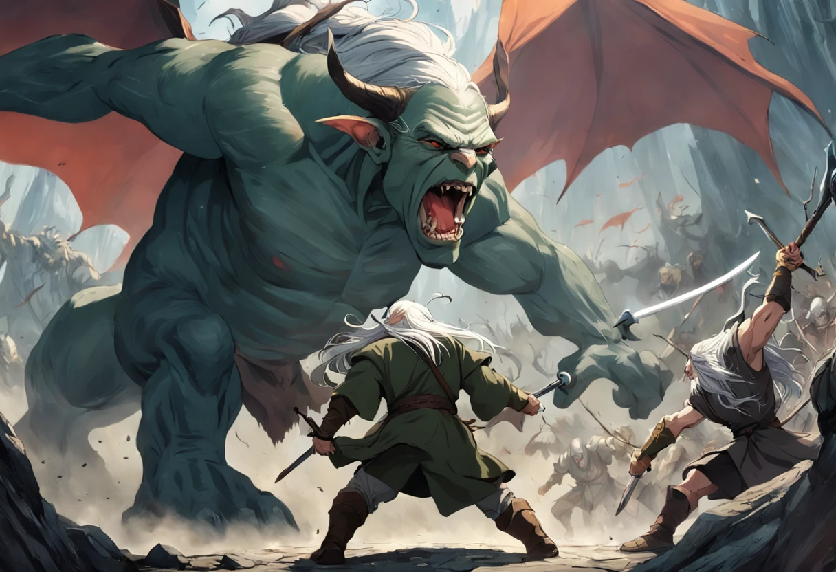 War of the Lord of the Rings The Orcs fighting Legolas and Gandalf, ogros gigantes dragones