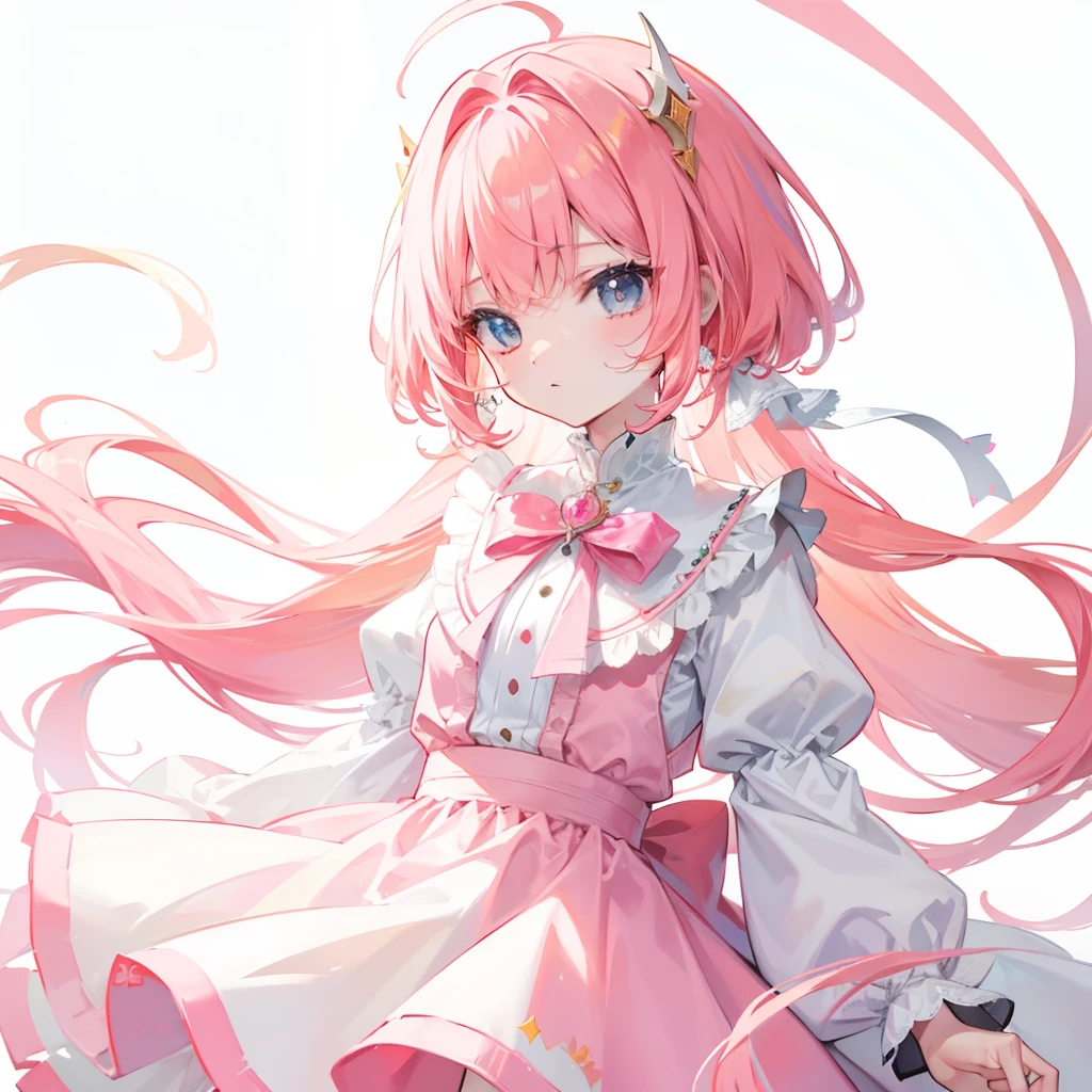 Yellow-pink hair,White clothes,is a sweet princess