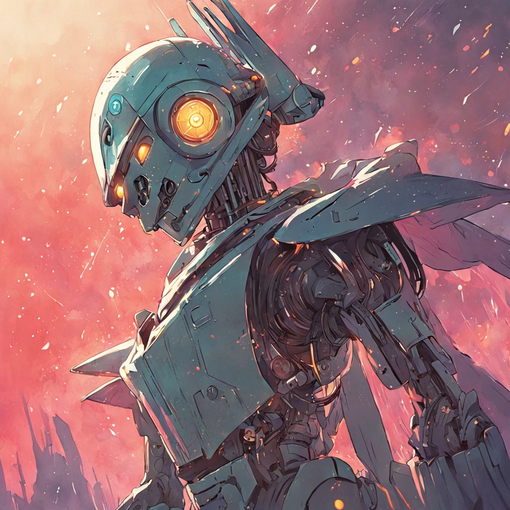 Illustration of the future robot from Star Wars, in style of Saul Bass and Jack Davis