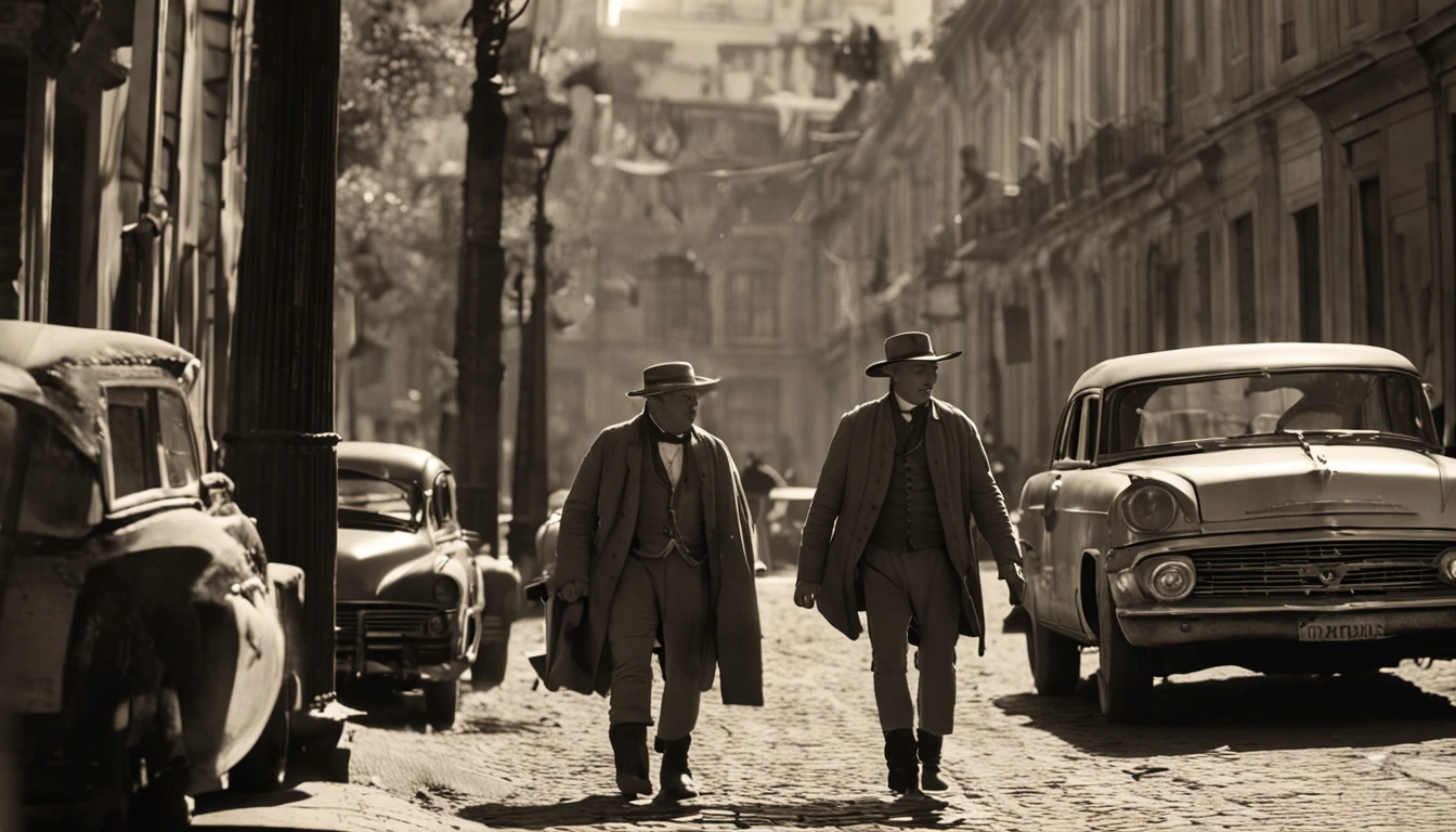 (((1homem))) branco, alto, with period clothes, rico, andando nas ruas de Estocolmo, viela, eighteenth century, side-lighting, Cinematic setting, Sepia, ultra realismo, em perspectiva