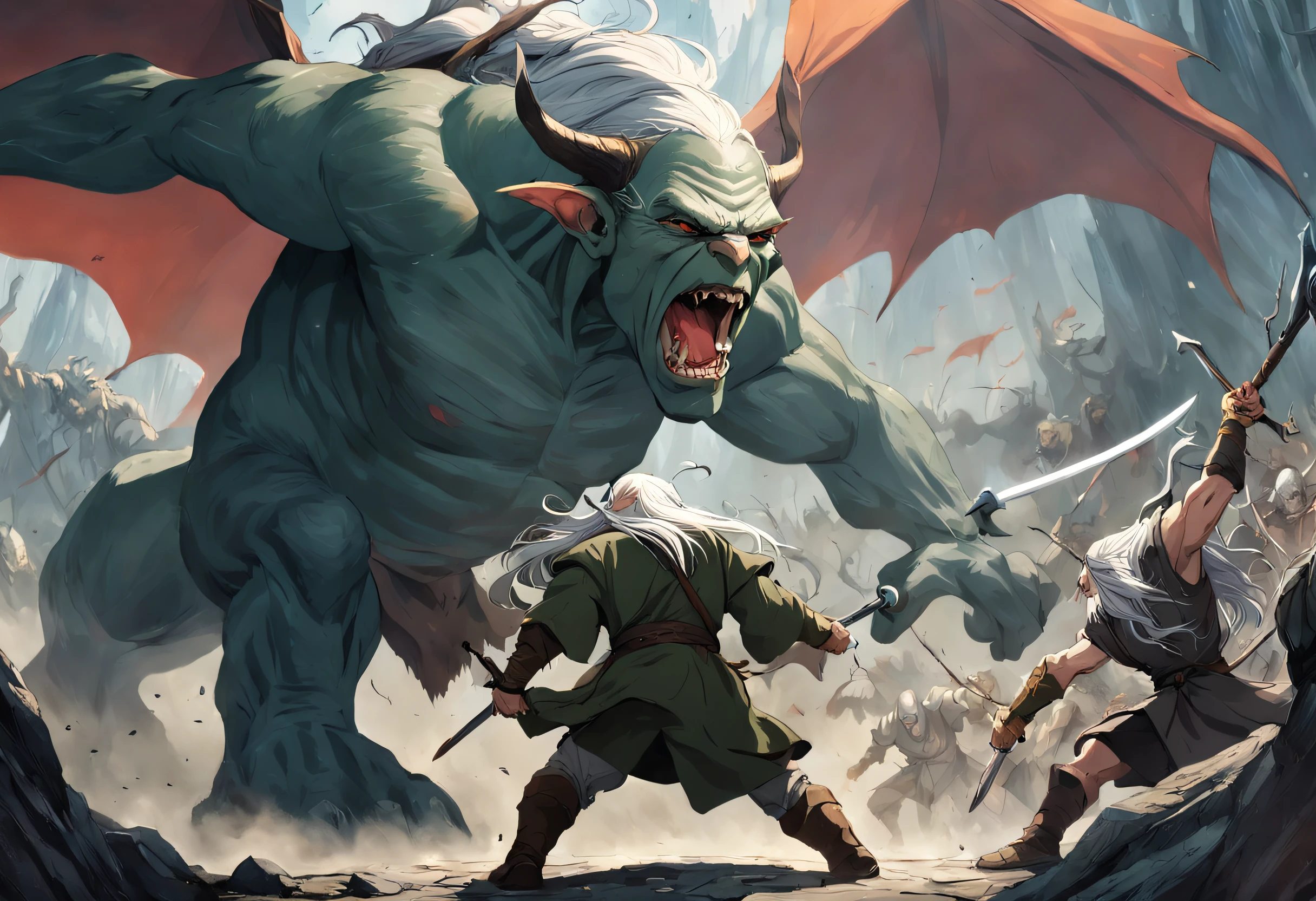 War of the Lord of the Rings The Orcs fighting Legolas and Gandalf, ogros gigantes dragones