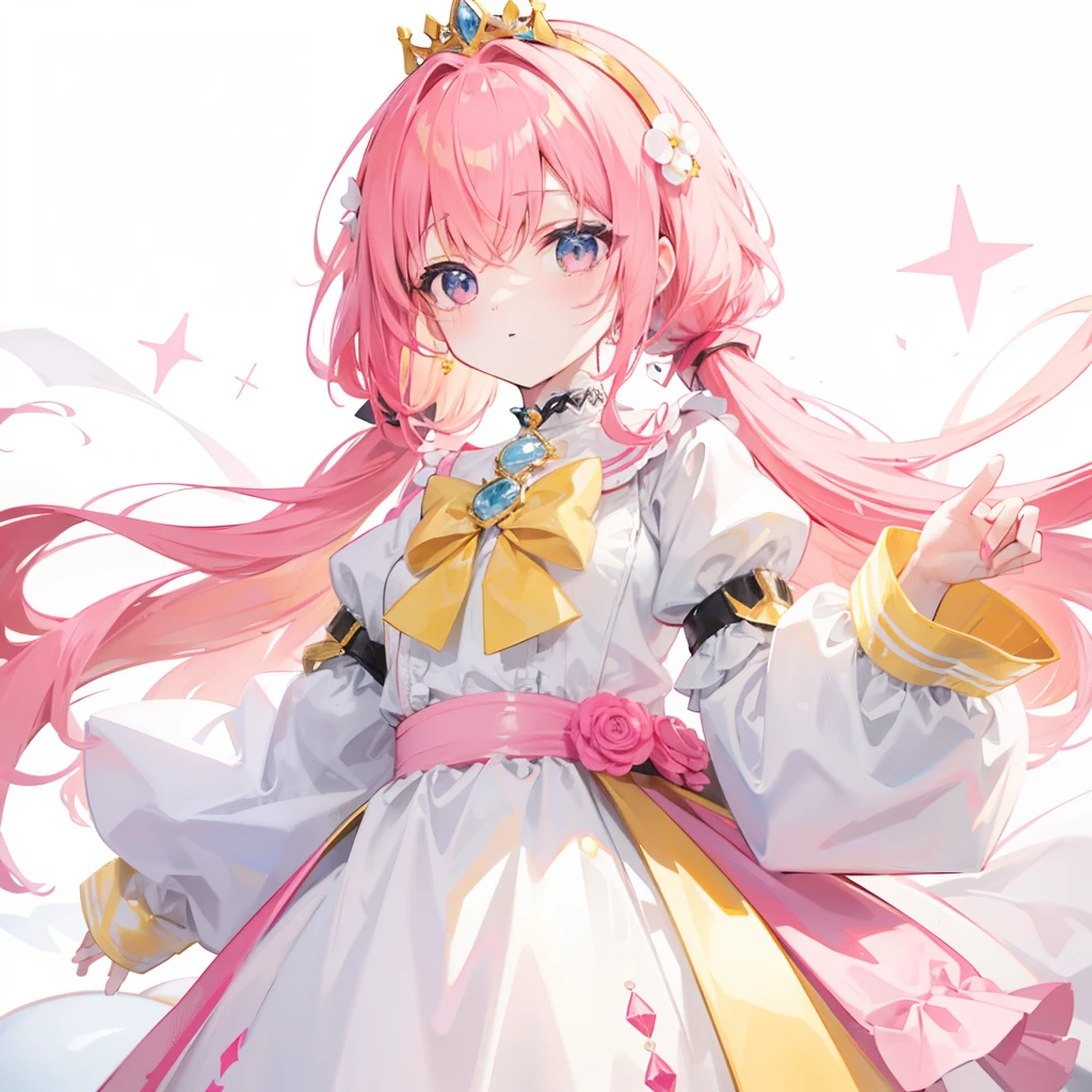 Yellow-pink hair,White clothes,It's a cute princess